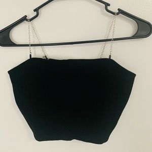 Black tube top with thin chain straps